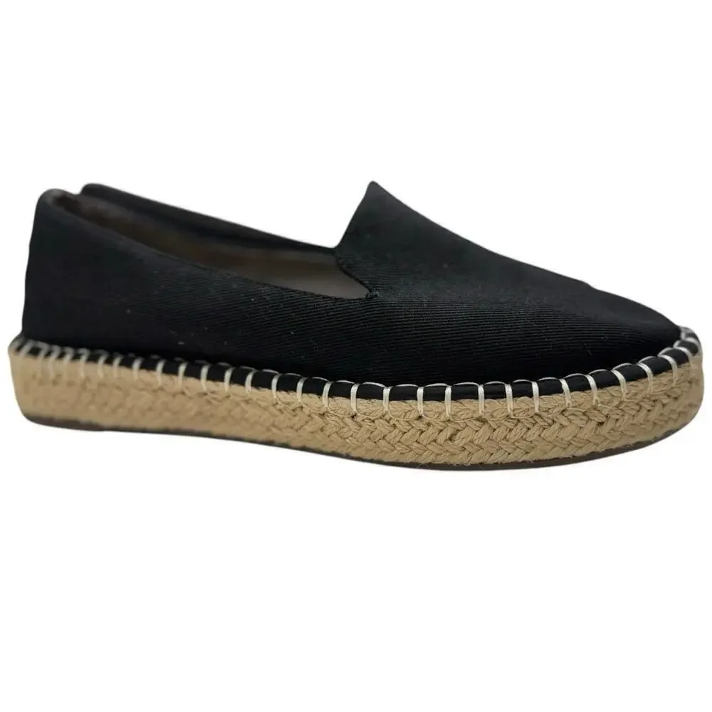 NWOT Joie Cara Espadrille Slip On Shoes in Black Canvas 8M